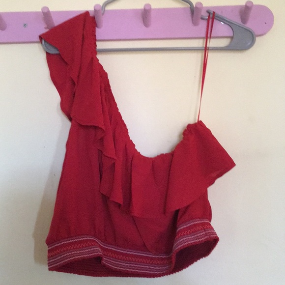 Candies Red Women’s Crop Top - One Shoulder - Picture 5 of 5